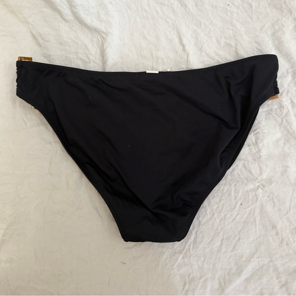 Leilani black 2 piece bathing suit with wood (plastic) enhancements - Picture 5 of 11